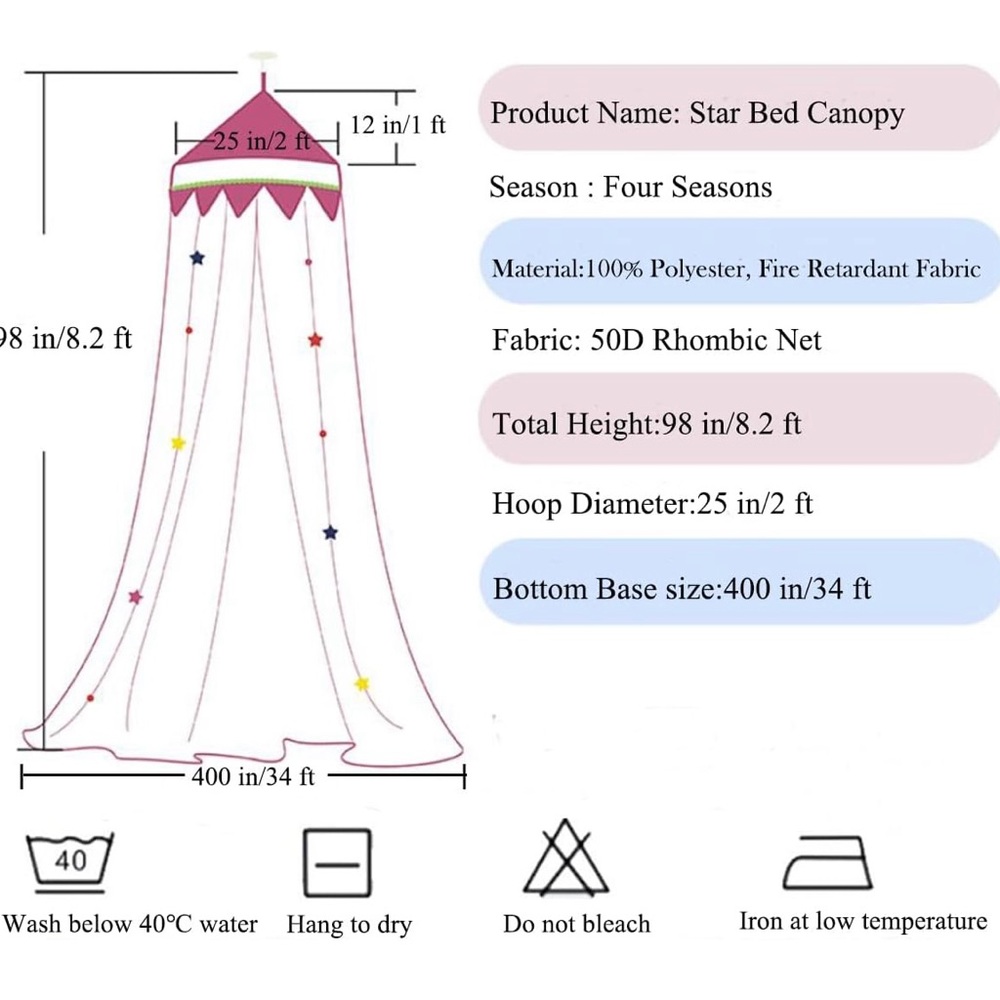 Bed Canopy with Gold Stars - Lights NOT included - Picture 3 of 3